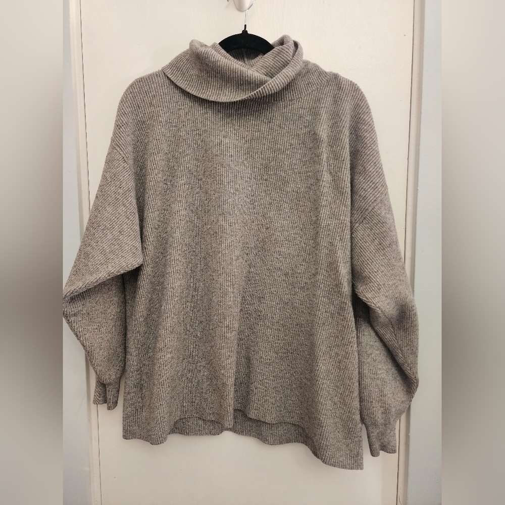 Free People Gray Cowl Neck Sweater Oversized Knit